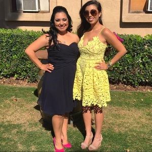 Beautiful bright L’atiste yellow lace midi dress